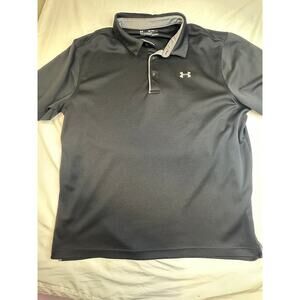 Under Armour HeatGear Polo Shirt Mens 2XL Black Loose Fit Golf Performance